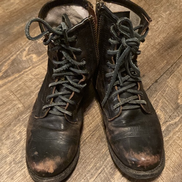 FREEBIRD BY STEVEN Manchester Black Rustic Leather combat boots size 8 - Picture 8 of 8